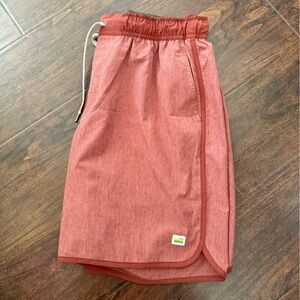 Vuori Men's Athletic Shorts in Rust Red